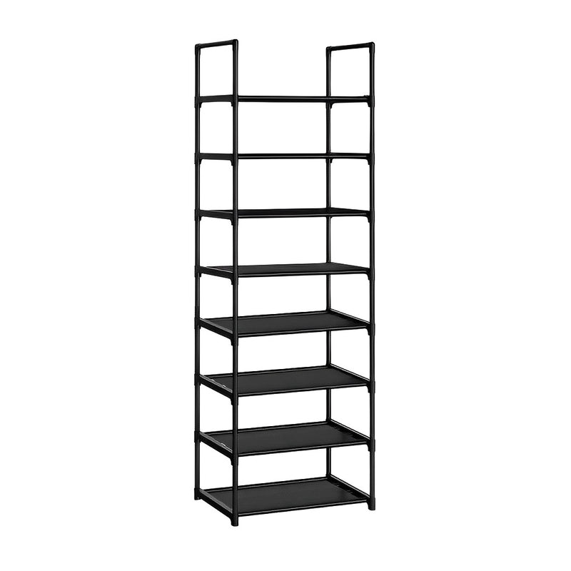 8 Tier Shoe Storage Shelf Organizer Black Space Saving Smooth Surface 45x28x140cm