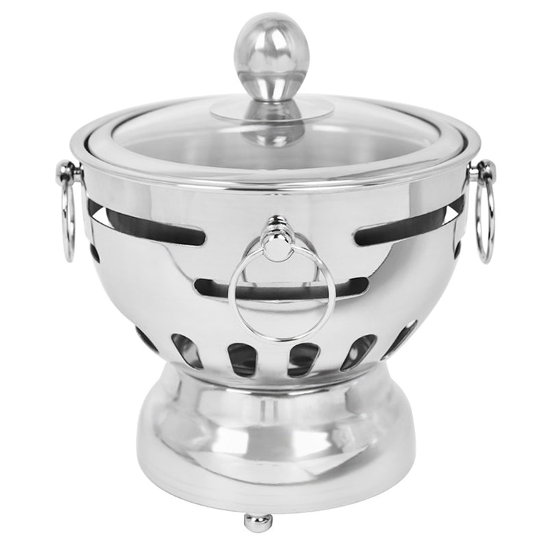 Stainless Steel Mini Asian Hot Pot Single Shabu Alcohol Stove Glass Lid 18.5cm