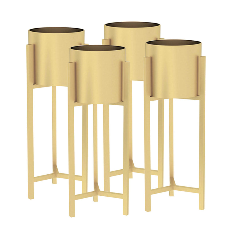 4X 60cm Gold Metal Plant Stands With Detachable Enamel Pots Corner Indoor