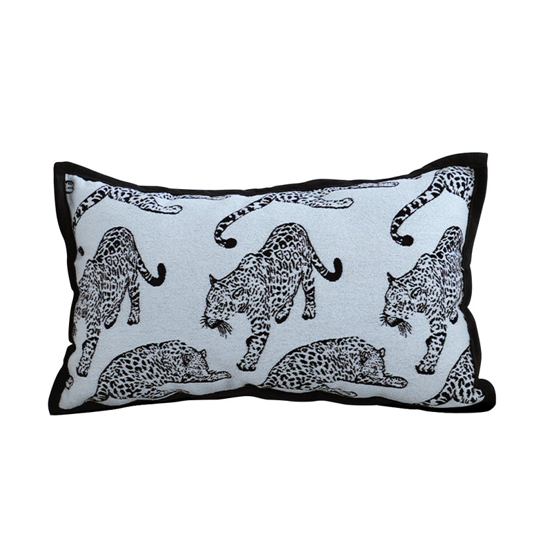 30cm White Black Fleece Lumbar Throw Pillow Leopard Decorative Cushion