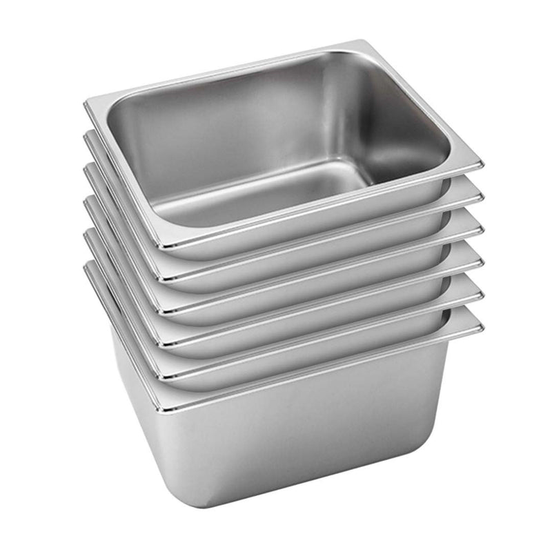 6X Stainless Steel Gastronorm Pan Full Size 1/2 20cm Deep Anti Jam Stackable