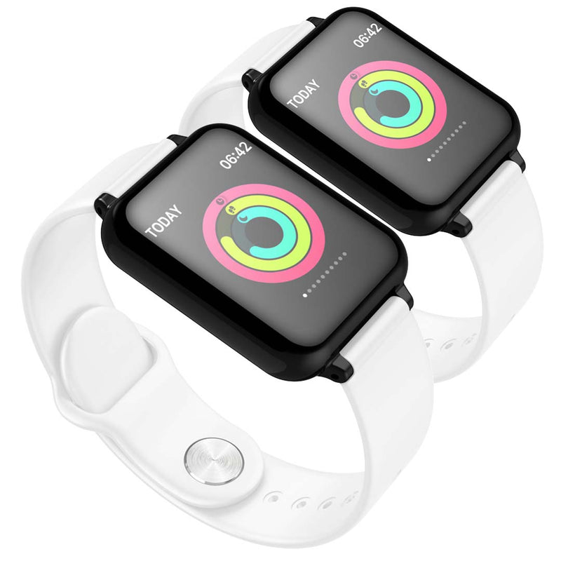 2X 1.3 Inch IPS Smart Watch Heart Rate Blood Pressure Tracker White IP67