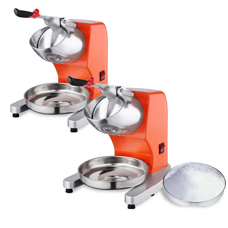 2X Commercial Electric Ice Crusher Stainless Steel 300W 65kg/hr Heavy Duty