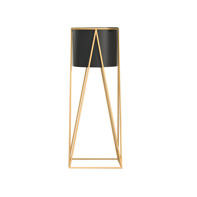 70cm Gold Metal Plant Stand With Black Enamel Pot Corner Indoor Display Rack