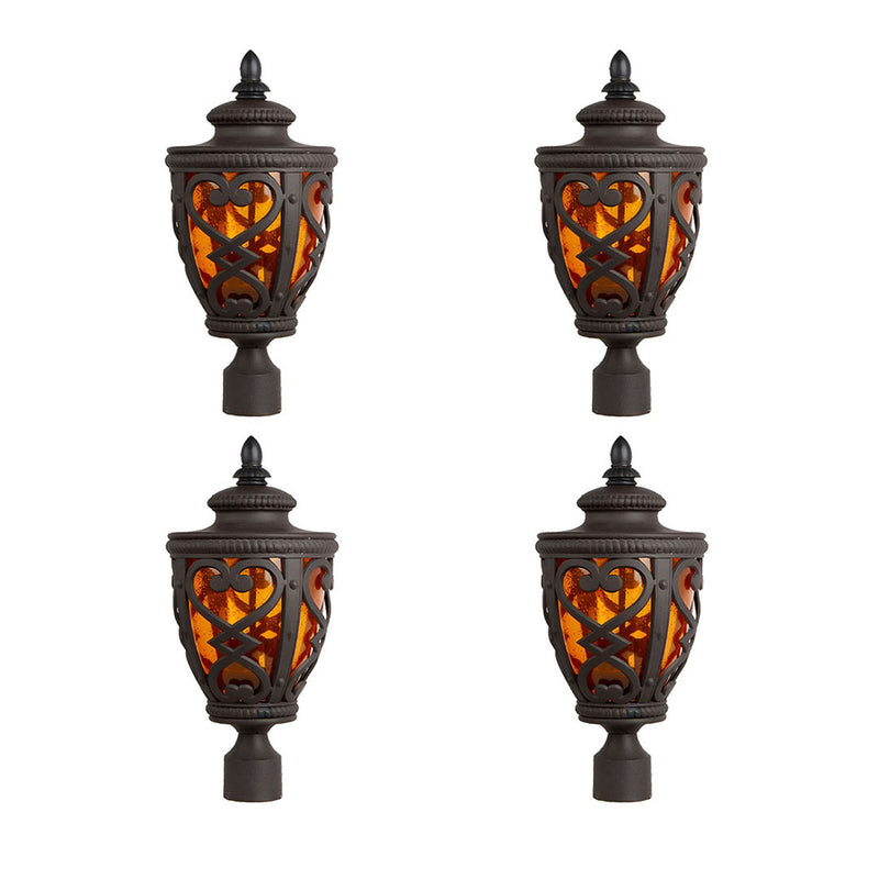 4X Vintage Aluminum Glass Post Light 50.8cm Height Dark Brown Outdoor Lantern