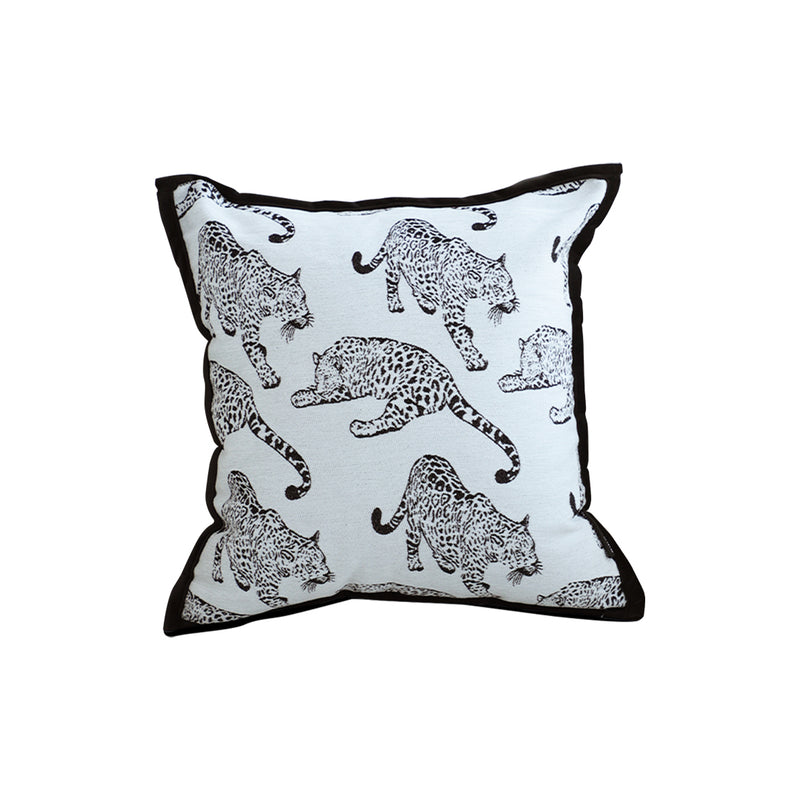 45x45x14cm Polyester Fleece Throw Pillow White Black Leopard Print