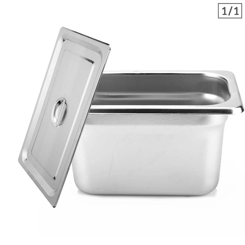 Gastronorm Pan Stainless Steel Full Size 20cm Deep Tray With Lid