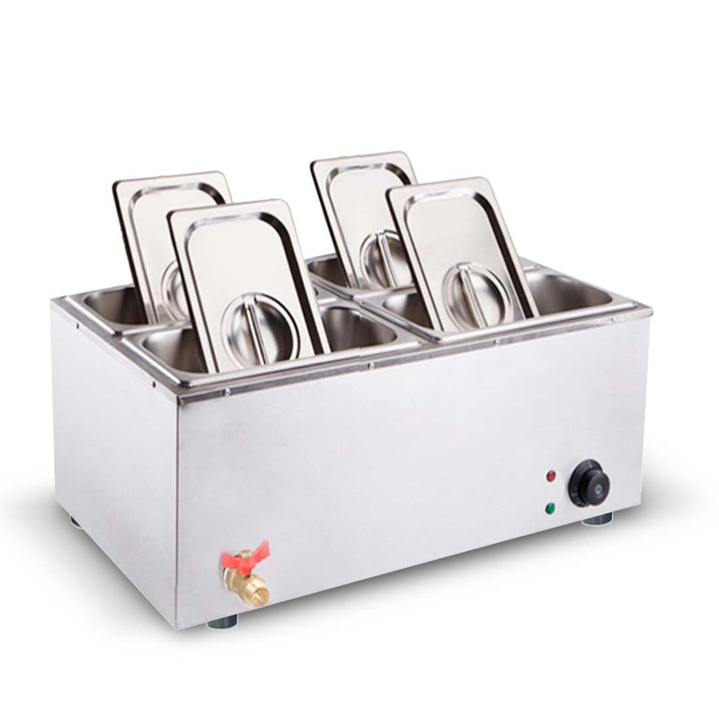Electric Bain Marie Stainless Steel 4 X 1/2 GN Pans 150mm Deep 4.5L With Lid