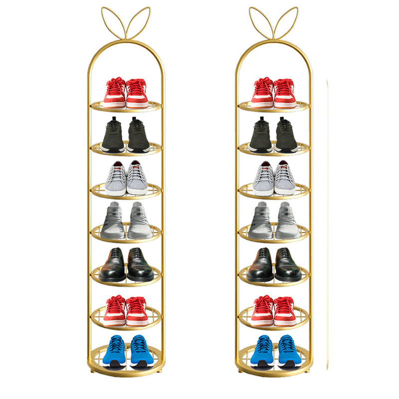 2X 7 Tier Bunny Ears Gold Plated Metal Shoe Organizer 27x28x52cm