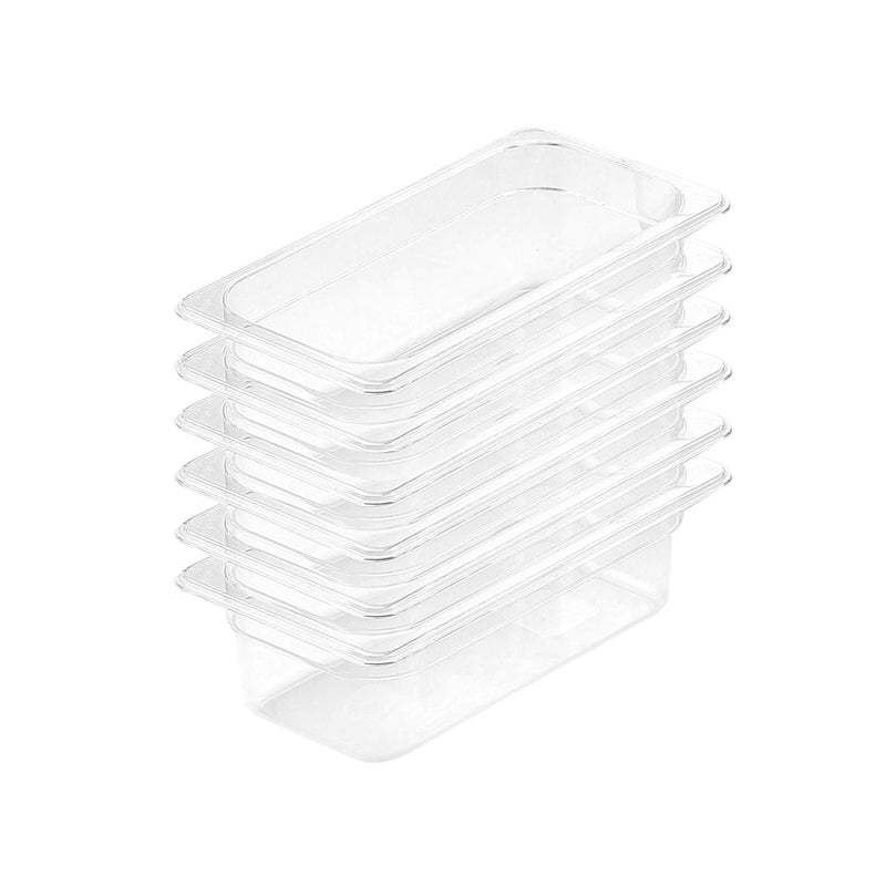 100mm Polycarbonate 1/3 Gastronorm Pan Transparent 32.5x17.5x10cm Bundle of 6