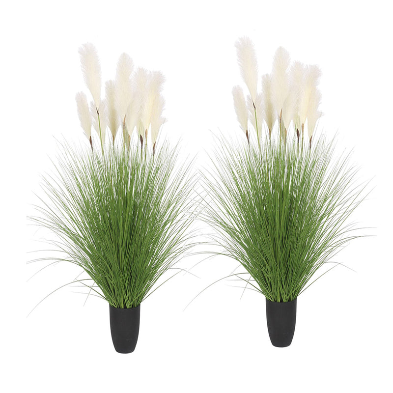 2X 137cm Potted Artificial Pampas Grass Plastic Tall Green Home Decor