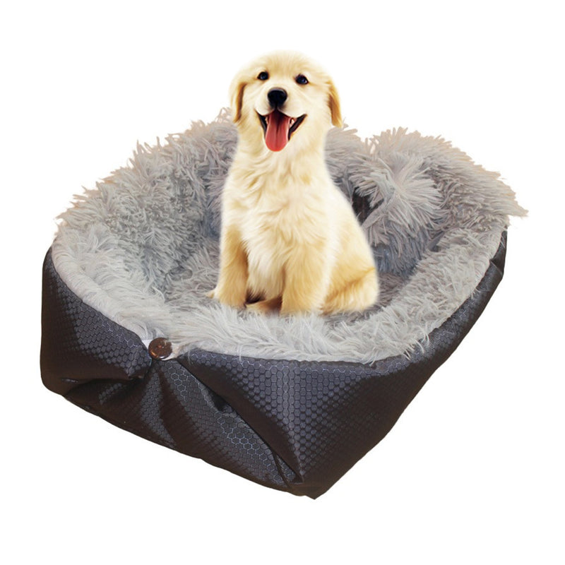 Dual Purpose Plush Pet Bed Mat 40cmx26cmx13cm Washable Anti Slip Black