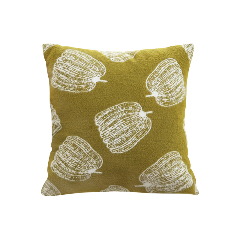 Throw Pillow Pumpkin Print Autumn Harvest 50x50x18cm Polyester Cotton Green