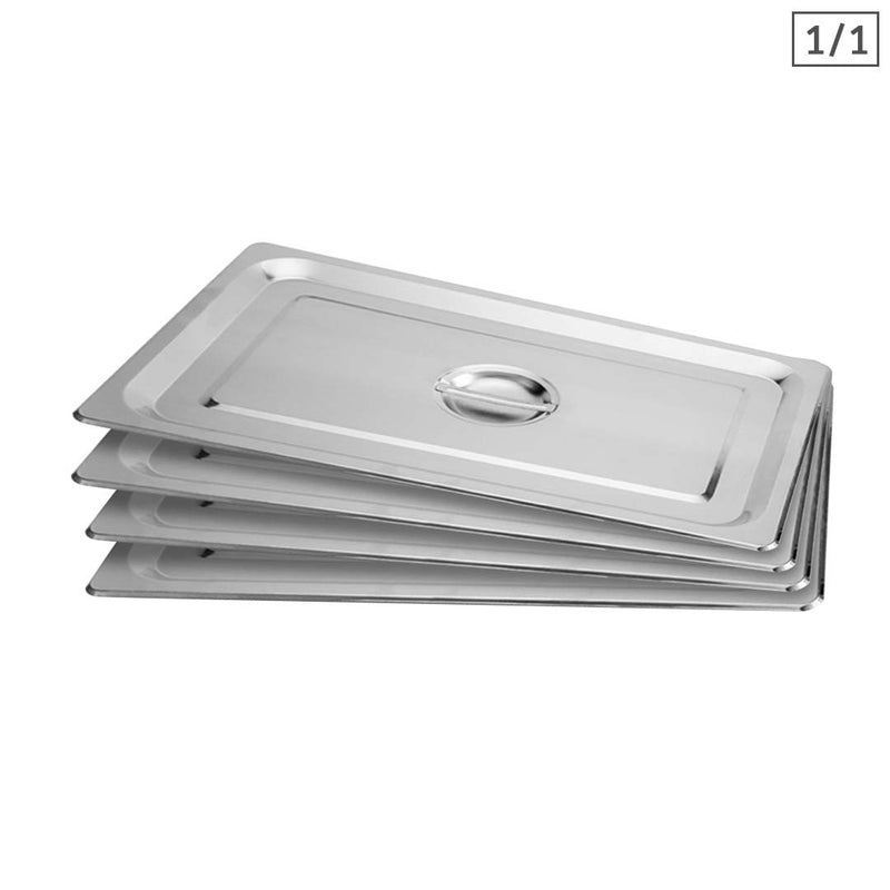 4X Gastronorm GN Full Size 1/1 Stainless Steel Lid 325 X 530mm Centre Handle