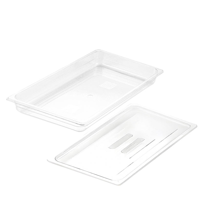 65mm Clear Gastronorm Food Tray Storage Pan With Lid Polycarbonate 1/1 Size
