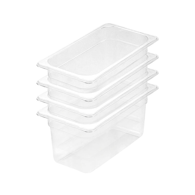 150mm Clear Polycarbonate GN Pan 1/3 Food Tray Storage Bundle of 4