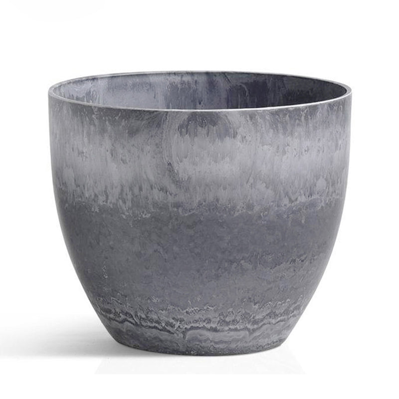 Resin Tapered Planter 32cm Concrete Look Weathered Grey Lightweight Indoor