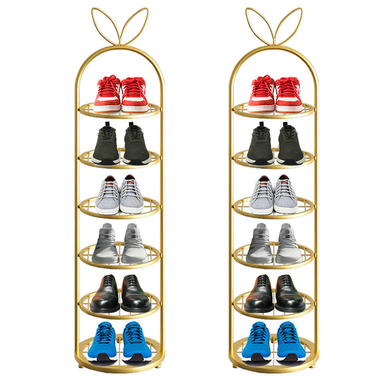 2X 6 Tier Gold Plated Metal Bunny Ears Shoe Organizer Rack 27x28x48cm