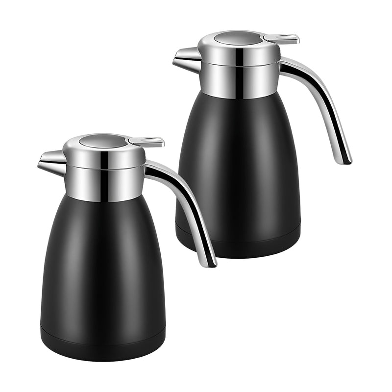 2X 2.2L Double Wall Stainless Steel Vacuum Flask Black Spill Proof Lid