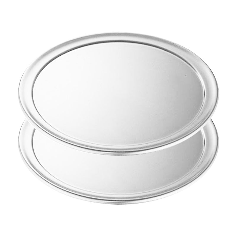 2X 14 Inch Round Aluminum Steel Pizza Tray Silver Oven And Dishwasher Safe