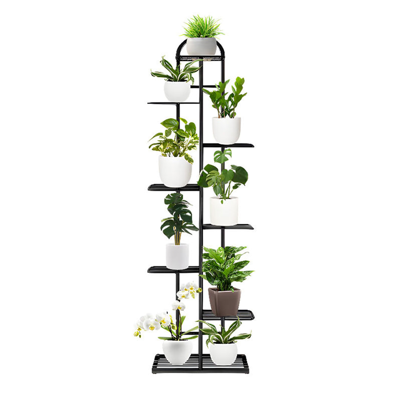 8 Tier 9 Pots Metal Plant Stand Black Indoor Home Office 44.5x22x140cm