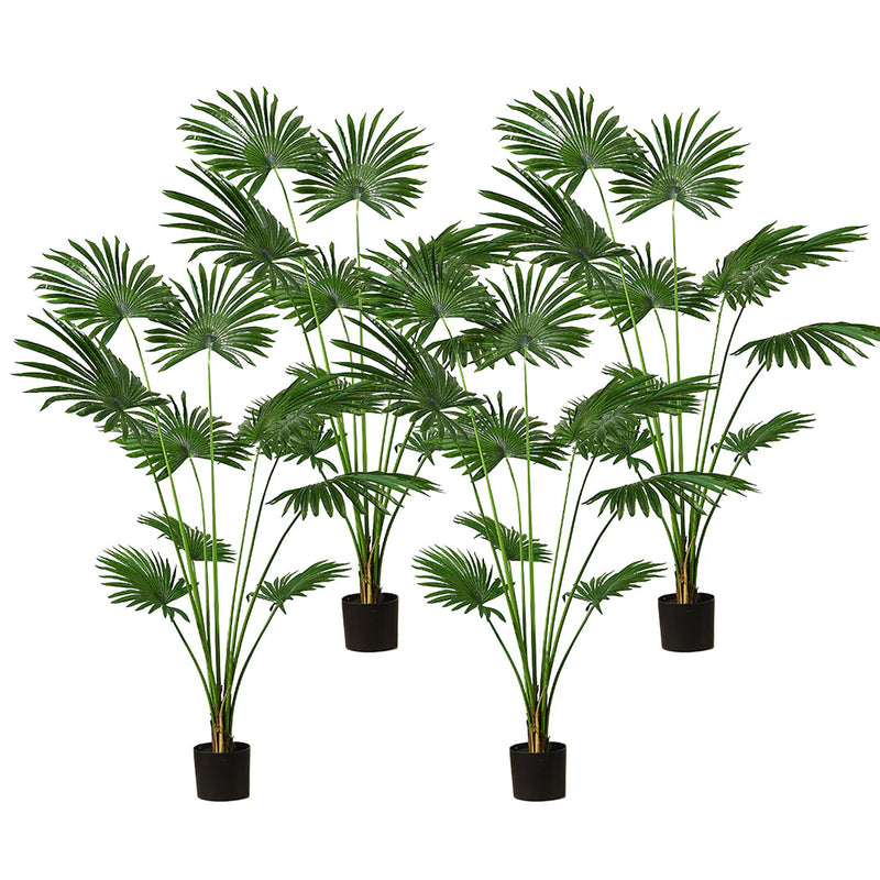 4X 180cm Realistic Fan Palm Trees Polyethylene Green With Pot Indoor Office