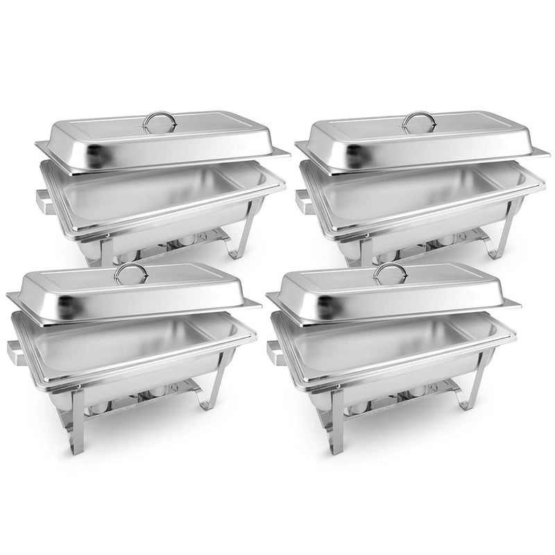 4X Stainless Steel Chafing Dish 9L Full Size Food Warmer Catering Buffet