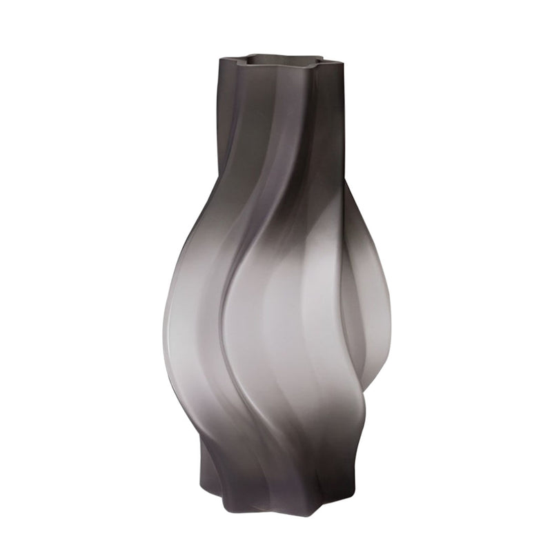 Hand Blown Glass Vase 33cm Bubble Texture Slender Grey