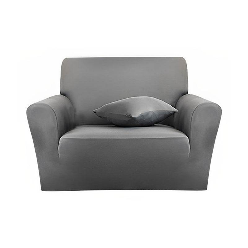 1 Seater Grey Polyester Stretch Sofa Slipcover Fits 90 To 140 Cm