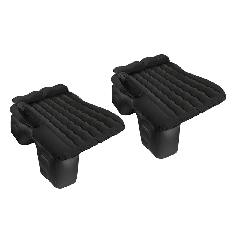 2X Black Inflatable Car Mattress Travel Air Bed PVC Flocking Comfort Kit