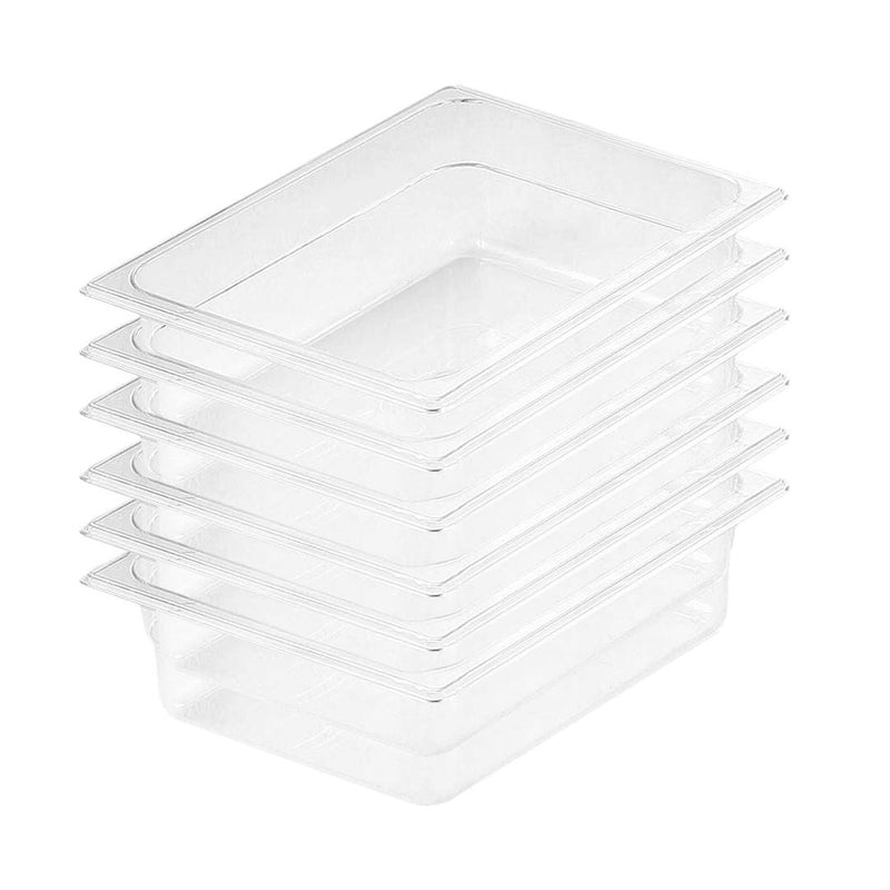 100mm Polycarbonate Gastronorm 1/2 Pan Clear Food Tray Bundle of 6