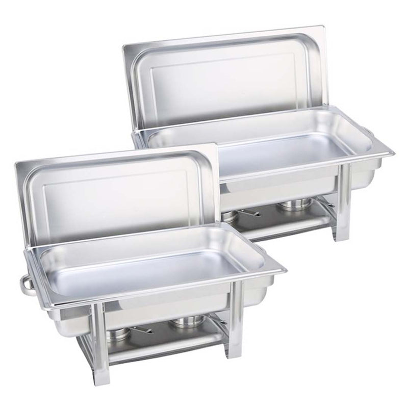 2X 9L Stainless Steel Single Tray Chafing Dish Buffet Warmer Stackable