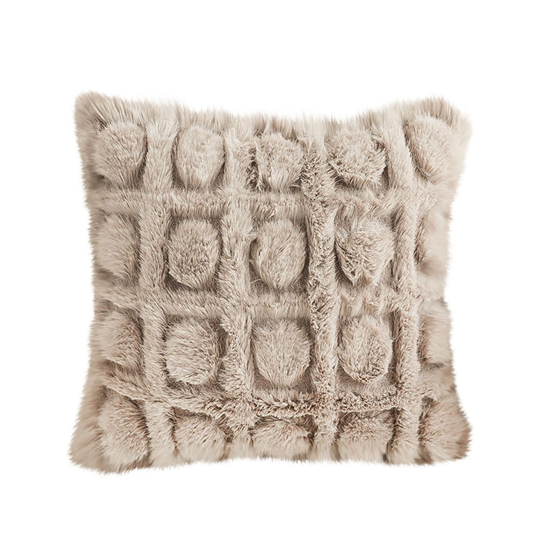 Plush Velvet Square Throw Pillow 45cm Beige Soft Cushion Modern Decor