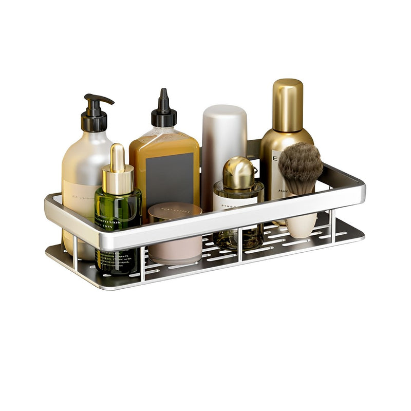 Silver Wall Mounted Aluminum Bathroom Storage Rack Space Saving Shelf 34cm