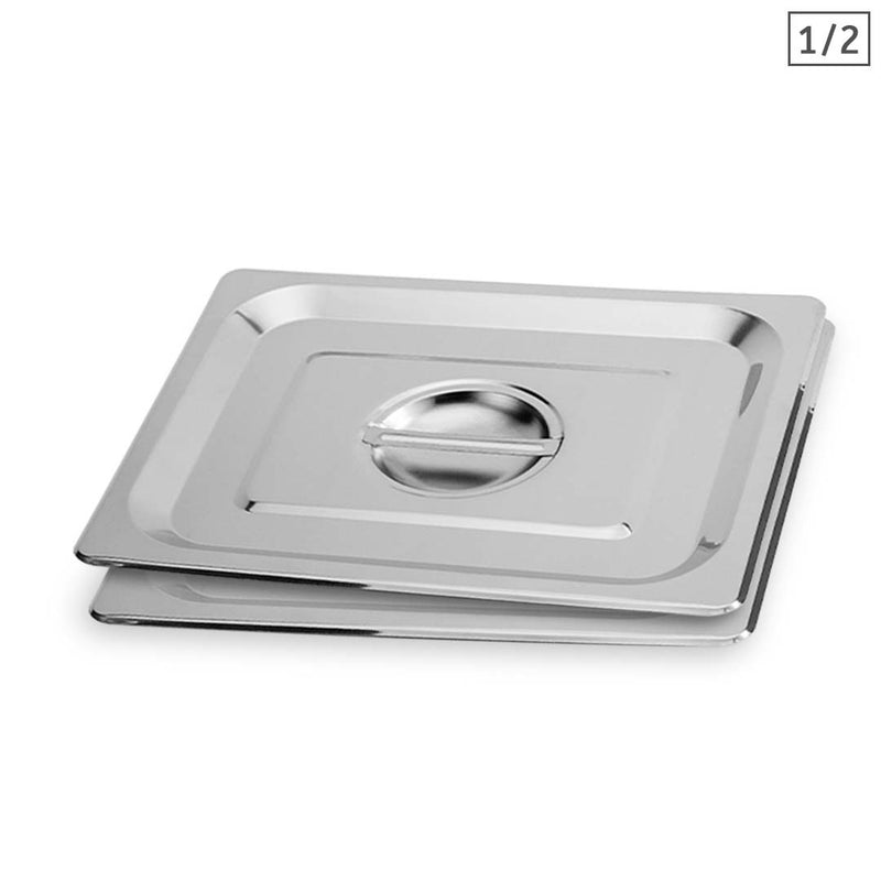 2X Gastronorm 1/2 Pan Lid Stainless Steel 265 X 325 Mm Centre Handle