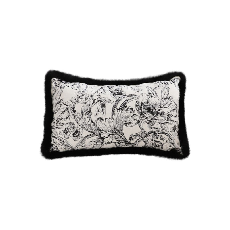 30x50cm Plush Velvet Embroidered Rose Throw Pillow Victorian French Multicolor