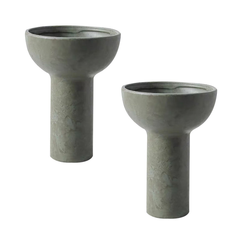 2X Ceramic Vase And Fruit Bowl 15x19.5cm Minimalist Nordic Modern Gray