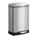 12L Stainless Steel Pedal Trash Bin Rectangular Silver Soft Close Lid