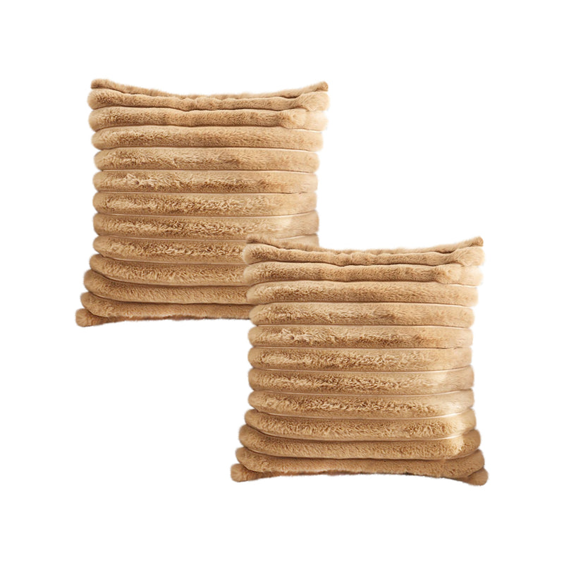 2X Brown Velvet Couch Pillow 45x45cm Soft Plush Cushion for Home or Office