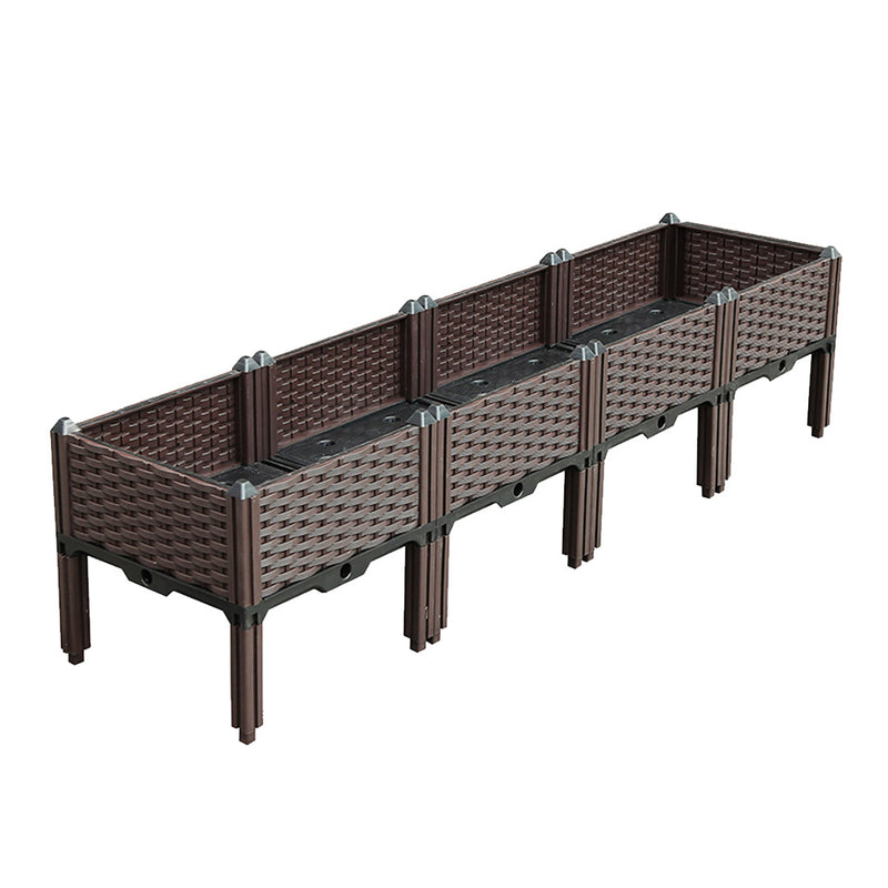 160cm Raised Garden Bed Plastic Planter Box With Legs Self Watering Dark Brown