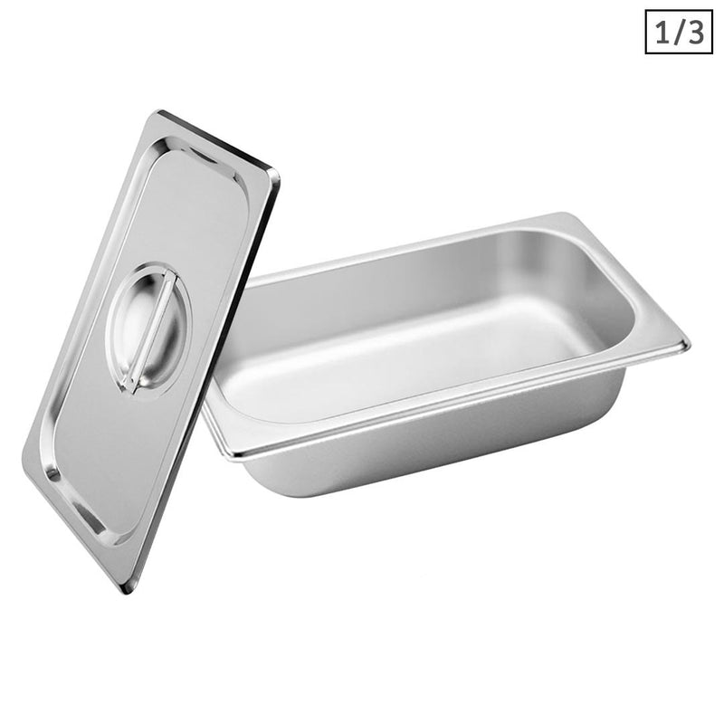 Gastronorm 1/3 GN Pan Stainless Steel 33.4x18.2x6.5cm Deep With Lid