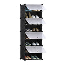 8 Tier Shoe Rack Organizer Portable Cabinet Large Capacity Black Wardrobe