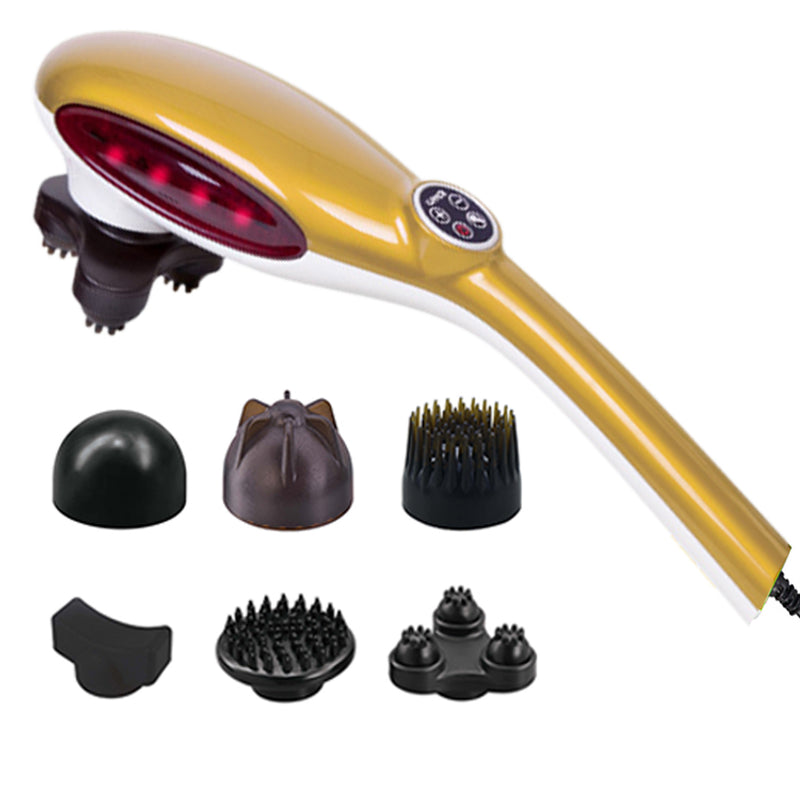 6 Heads Handheld Massager Portable Dual Speed Deep Tissue Yellow