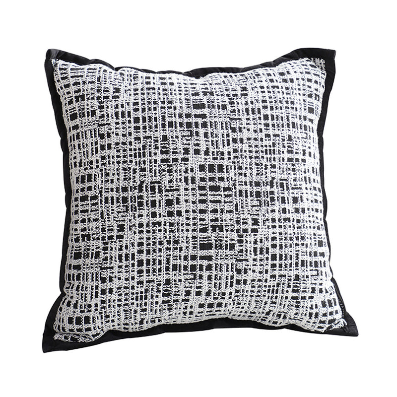 Square Throw Pillow Plush Velvet 45cm Leopard Print Black White Grid
