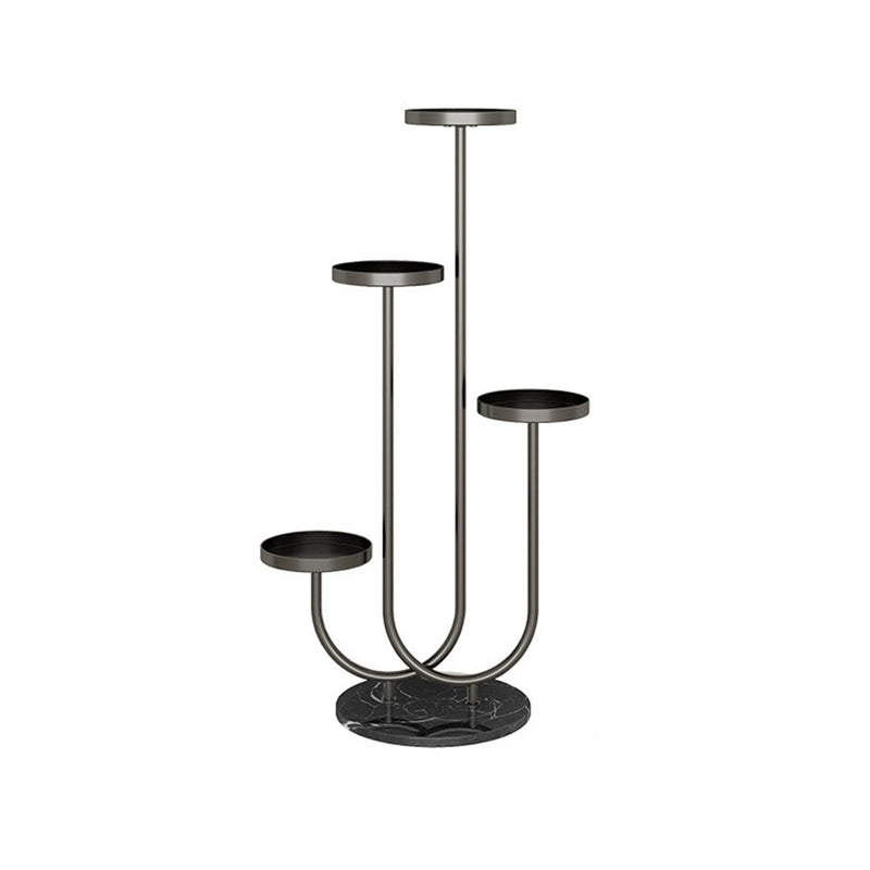 U Shaped Plant Stand Black Metal 4 Tier Flower Pot Tray Home Decor Display