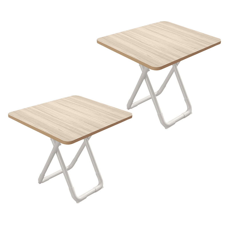 2X Square Wood Table 80x80x72cm Light Wood Top White Legs Modern