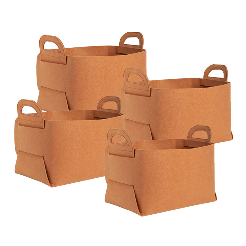 4X Small Coffee Felt Foldable Storage Bag with Handles for Home Office