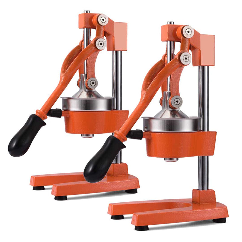 2X Commercial Manual Hand Press Juicer Cast Iron Stainless Steel Cone Orange