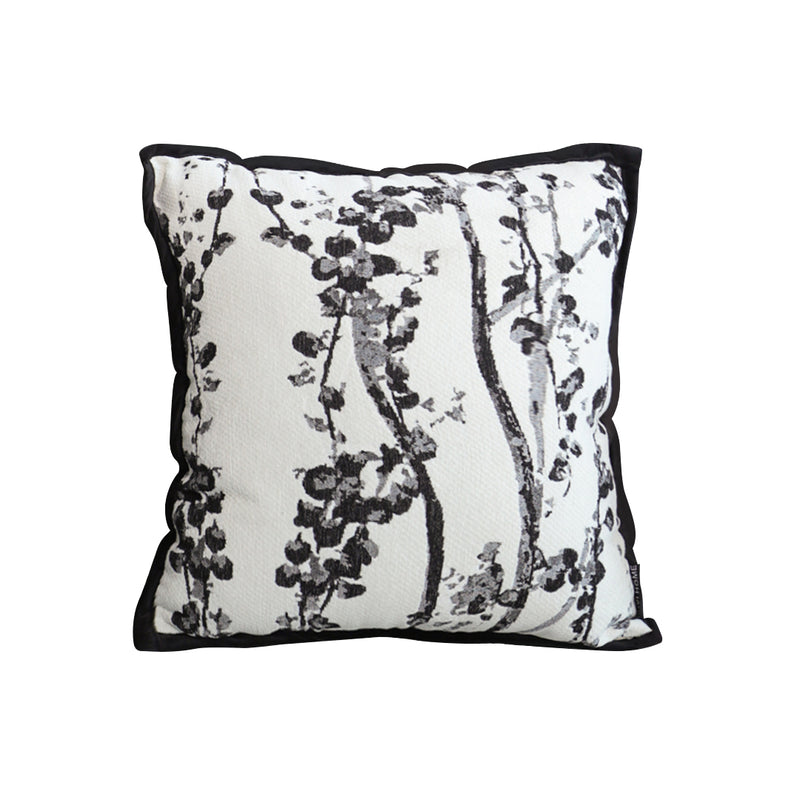 Throw Pillow Polyester Cotton 50x50x18cm Plush Thick Black White Botanical