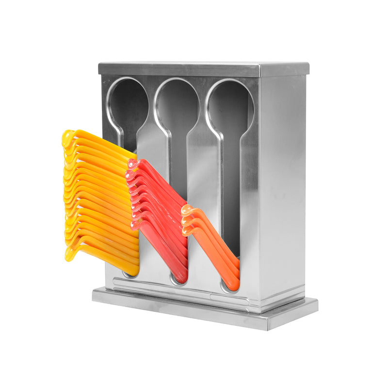 Stainless Steel Spoon Utensil Holder Rack 3 Holes 18/10 200X90X230mm Drainable